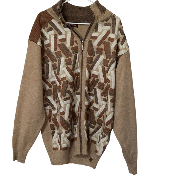 Silversilk Men’s Heavy Sweater XXL Tan-Brown Full Zip Pockets Fall-Winter - Picture 8 of 10